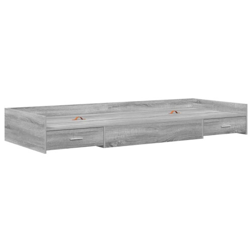 VidaXL vidaXL Bed Frame with Drawer Grey Sonoma 75 x 190 cm Engineered Wood 2