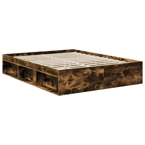 VidaXL vidaXL Bed Frame with Storage Smoked Oak 150 x 200 cm Solid Pine Wood 2