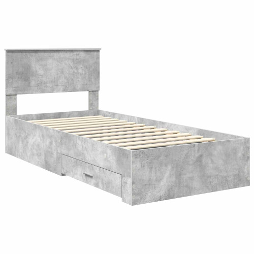VidaXL vidaXL Bed Frame with Drawer Concrete Grey 90 x 190 cm Engineered Wood 1