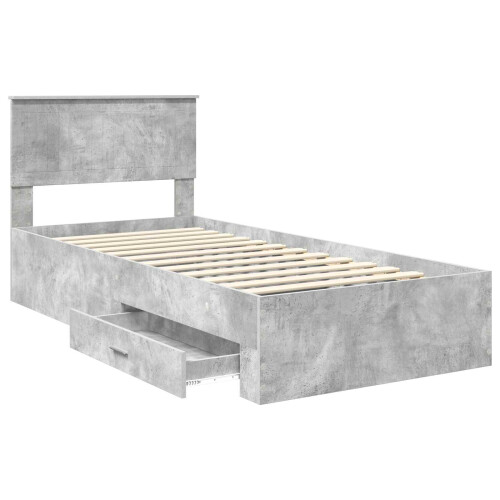 VidaXL vidaXL Bed Frame with Drawer Concrete Grey 90 x 190 cm Engineered Wood 2