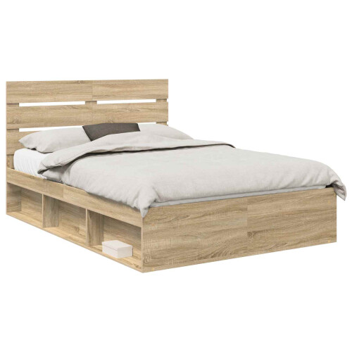VidaXL vidaXL Bed Frame Sonoma Oak 150 x 200 cm Solid Pine Wood 1