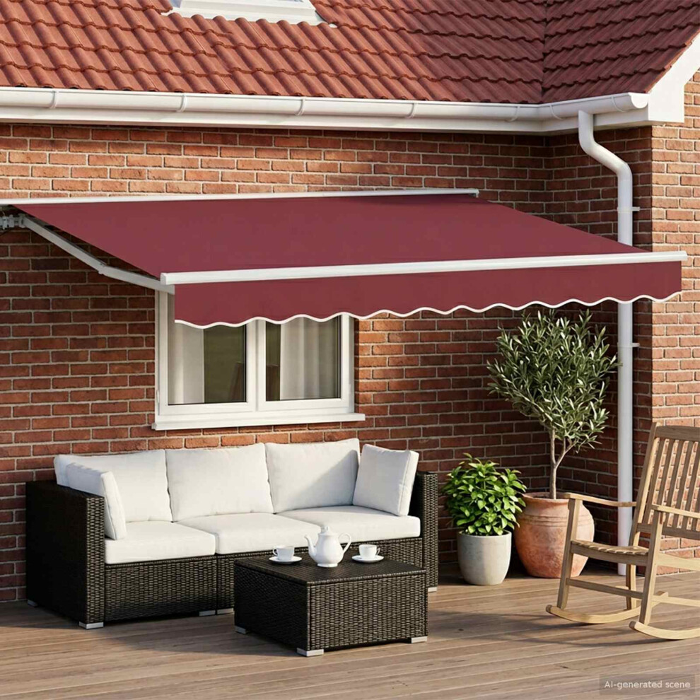 Vidaxl Electric Retractable Awning Burgundy And White 2.5 X 2 M