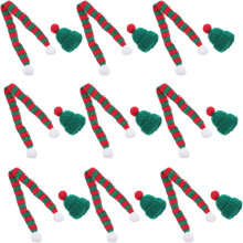 Juego de 20 mini gorros tejidos y bufandas navideñas. Gorro pequeño de punto para manualidades, muñecas y decoraciones navideñas DIY.