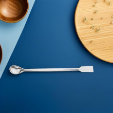 12 db rozsdamentes acél laboratóriumi mintavevő kanál, 20 cm-es, négyzet alakú fejű, vastagított laboratóriumi spatula, kétvégű keverőfej