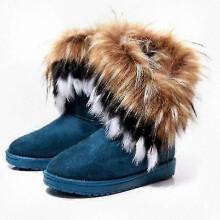 (36, green) Ladies Flat Ankle Boots Colorful Furry Winter Boots for Women Comfortable Casual Shoes