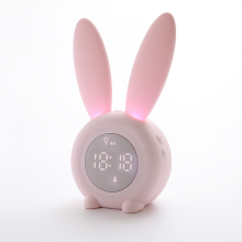 Réveil lapin pour enfants avec veilleuse, 6 sonneries, commandes tactiles et fonction snooze rechargeable, idéal pour la chambre des pe
