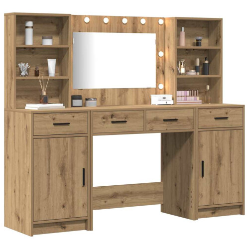 VidaXL vidaXL Dressing Table Set with Shelf 3 pcs Artisan Oak Engineered Wood 1