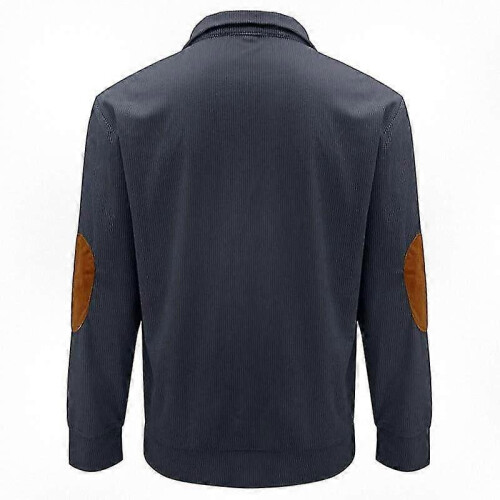 (M, Blue) Men's Corduroy Button Up Shirt with Lapel Collar Long Sleeve Pullover Sweater 2