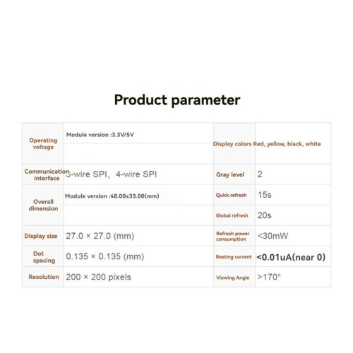 For Raspberry Pi 1.54inch E-Paper Screen E-Ink Display Module SPI Interface 200X200 Pixels for Jetson /for