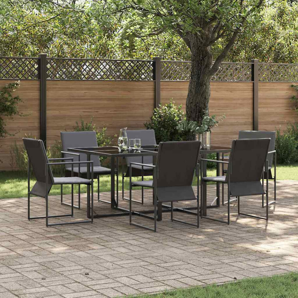 Vidaxl Garden Dining Set 7 Pcs Black Steel