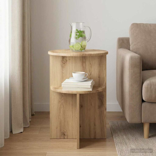 VidaXL vidaXL Side Table Artisan Oak Ø 39.5 x 55 cm Engineered Wood 2