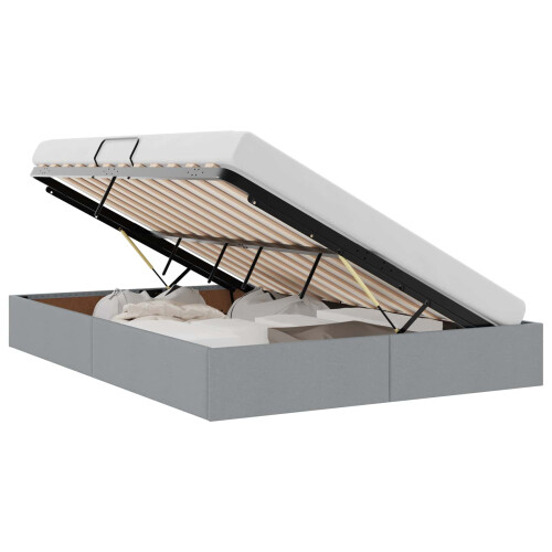 VidaXL vidaXL Storage Bed with Headboard Light Grey 135 x 190 cm Fabric 1