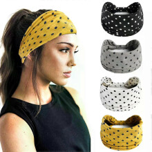 (132) Wide Headbands for Women Polka Dots Knotted Headwrap Turban Yoga Workout Head Bands Boho Stretch Cotton Bandana Hair Accessories