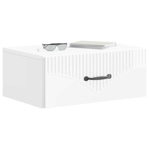 VidaXL vidaXL Wall-Mounted Bedside Cabinet with Drawer 2 pcs High Gloss White 1