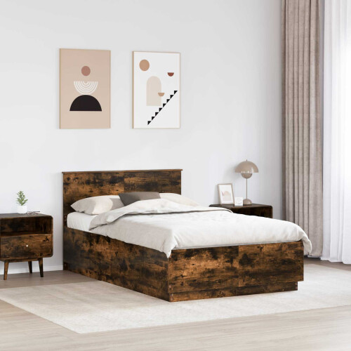 VidaXL vidaXL Bed Frame Smoked Oak 120 x 200 cm Engineered Wood 2