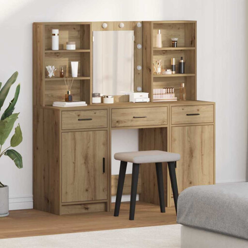 VidaXL vidaXL Dressing Table Set with Shelf 3 pcs Artisan Oak Engineered Wood