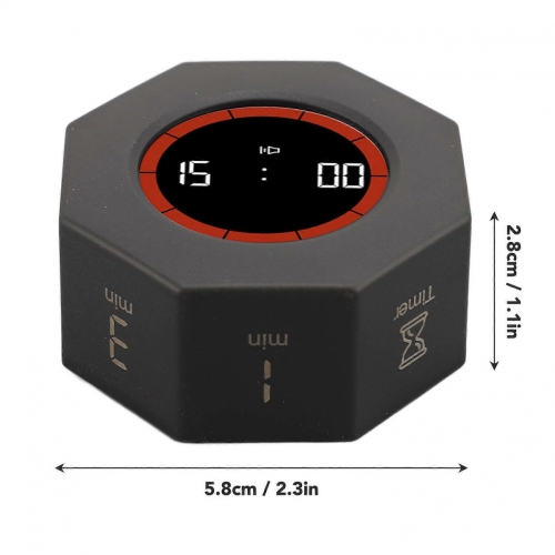 Octagon Desk Timer Cube 1-90min G Sensor 5.8x5.8x2.8cm Black 1