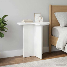 vidaXL Side Table 2 pcs High Gloss White Ø 39 x 38 cm Engineered Wood