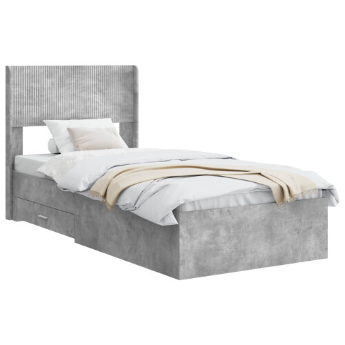 VidaXL vidaXL Bed Frame with Storage and Headboard Concrete Grey 75 x 190 cm 1