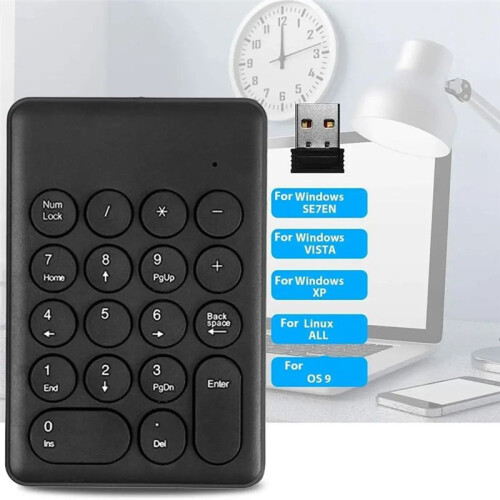 New 2.4G Wireless Digital Keyboard USB 18Keys  Numeric Keypad Numpad Accounting Teller for Laptop Notebook Tablets B 1