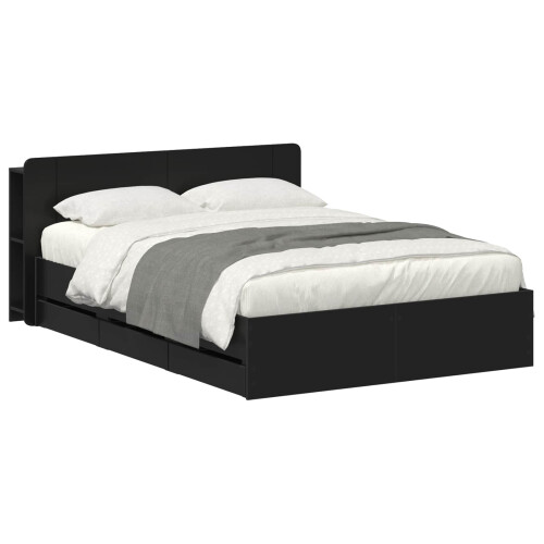 VidaXL vidaXL Bed Frame with Storage Black 150 x 200 cm Engineered Wood 1