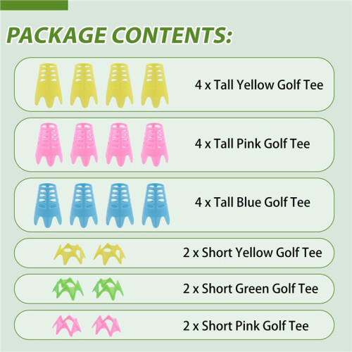 Simulator Tees,18 Pcs Indoor  Tees  Mat Tees Plastic  Tees Practice  Tees,Tall + Short 2