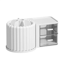 Låda Kosmetisk Förvaringslåda med Stor Kapacitet Makeup Organizer Hem Hudvård Desktop Läppstift Borste Förvaringsverktyg Vit