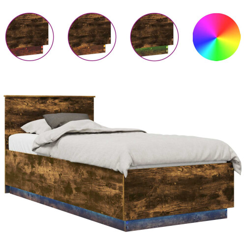 VidaXL vidaXL Bed Frame Smoked Oak 100 x 200 cm Engineered Wood 1