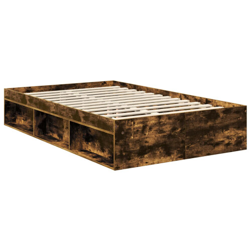 VidaXL vidaXL Bed Frame Smoked Oak 120 x 200 cm Solid Pine Wood 1