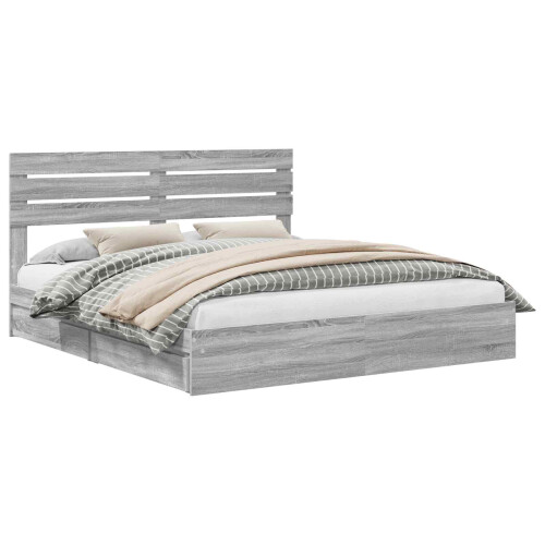 VidaXL vidaXL Storage Bed Grey Sonoma 180 x 200 cm Engineered Wood 1