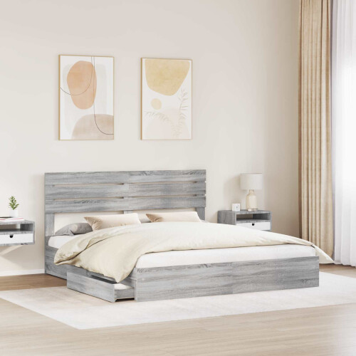 VidaXL vidaXL Storage Bed Grey Sonoma 180 x 200 cm Engineered Wood 2