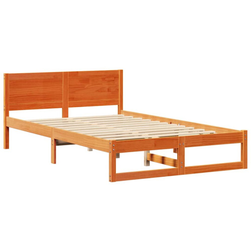 VidaXL vidaXL Bed Frame with Headboard Wax Brown 140 x 190 cm Solid Pine Wood 1