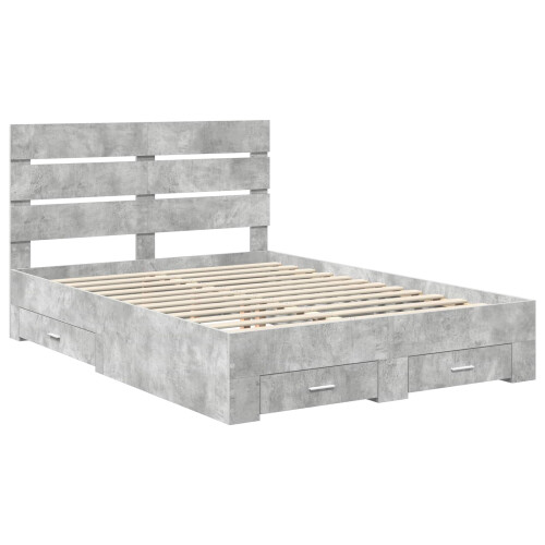 VidaXL vidaXL Bed Frame Concrete Grey 150 x 200 cm Engineered Wood 2