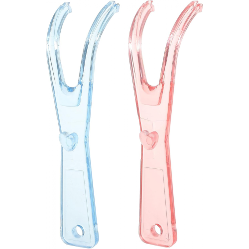 Set van 2 herbruikbare flosdraadhouders (roze + blauw)