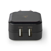 Vægoplader | 24 W | Hurtigopladningsfunktion | 2x 2.4 A A | Antal output: 2 | 2x USB-A | Uden Kabel | Single Voltage Output