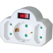 Plug Splitter be-/kikapcsoló 1 x földelt dugó / 2 x Euro White