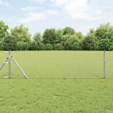 vidaXL Bodenmontierter Maschendrahtzaun 10 x 0,6 m Verzinkter Stahl