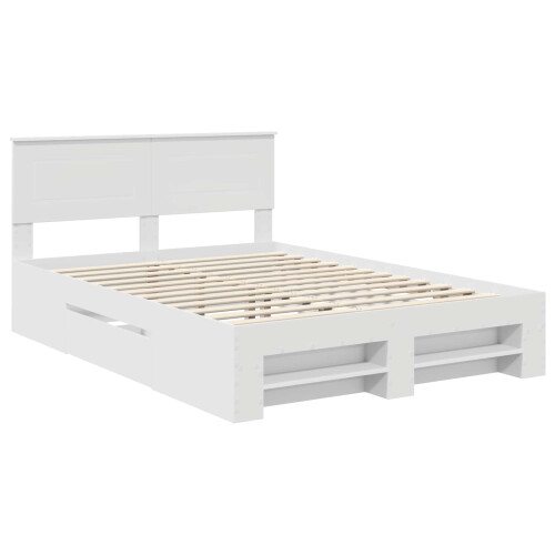 VidaXL vidaXL Bed Frame with Headboard White 150 x 200 cm Engineered Wood 2