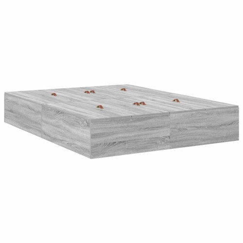 VidaXL vidaXL Storage Bed Frame Grey Sonoma 140 x 200 cm Engineered Wood 1