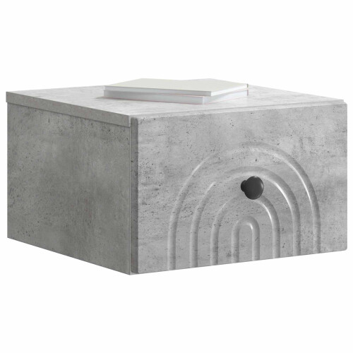 VidaXL vidaXL Wall-Mounted Bedside Cabinet with Drawer 2 pcs Concrete Grey 1