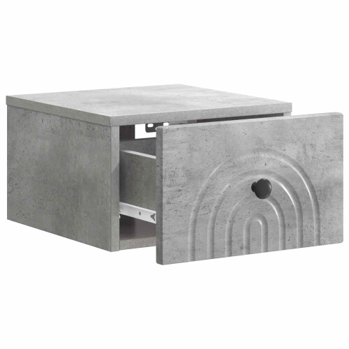 VidaXL vidaXL Wall-Mounted Bedside Cabinet with Drawer 2 pcs Concrete Grey 2