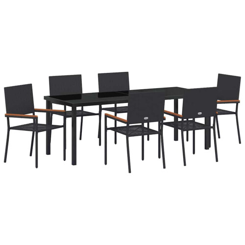 VidaXL vidaXL Garten Essgruppe 7 stk. Schwarz Poly-Rattan 1