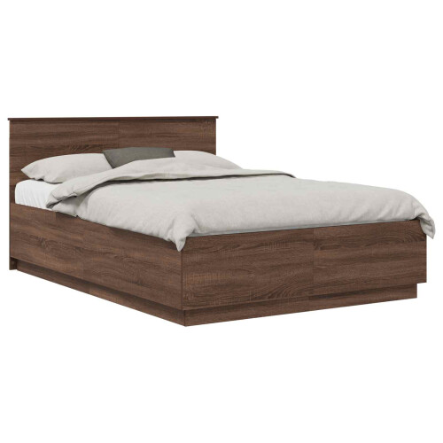 VidaXL vidaXL Bed Frame with Headboard Brown Oak 150 x 200 cm Engineered Wood 1
