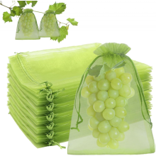 100st Bunch Protection Bag 20X15Cm Raisin Fruit Organza Bag Kompatibel med Avec Cordon Donne Une Protection Totale