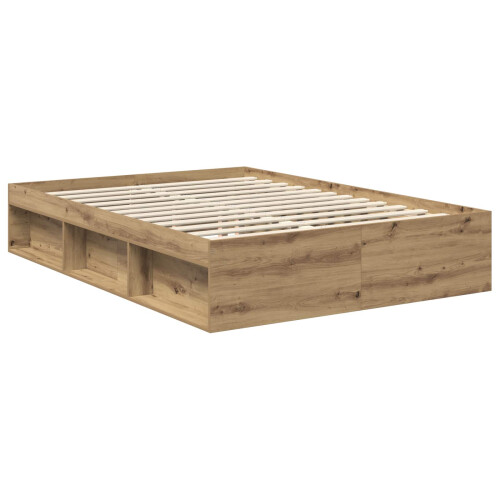 VidaXL vidaXL Bed Frame Artisian Oak 140 x 190 cm Solid Pine Wood 1