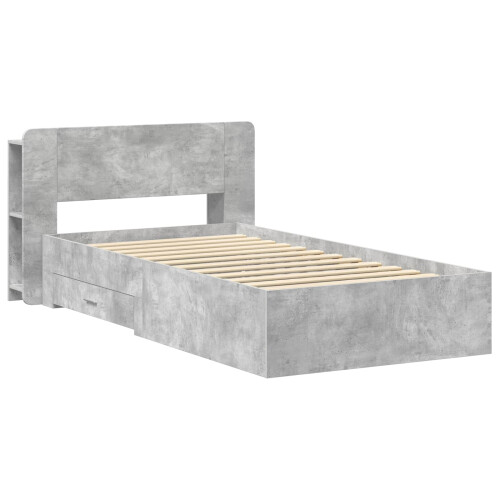VidaXL vidaXL Bed Frame with Storage with Headboard Concrete Grey 80 x 200 cm 2