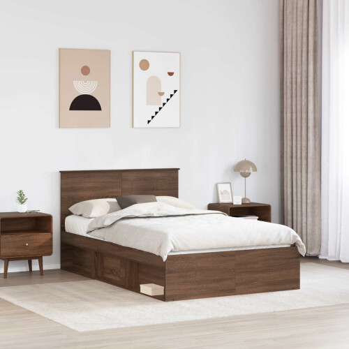VidaXL vidaXL Bed Frame with Headboard Brown Oak 120 x 200 cm Engineered wood 2