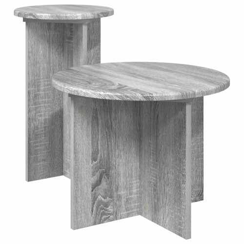 VidaXL vidaXL Side Table Set with Storage 2 pcs Grey Sonoma Engineered Wood 1