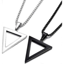 Stainless Steel Geometric Pendant Inverted Triangle Necklace for Men and Boys, BFF Necklace for 2