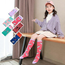 6 Pairs Girls Knee High Socks - Cartoon Knee Socks Warm Cotton Mid Calf Socks for 3-12 Years Girls Birthday Christmas Gift - One Size